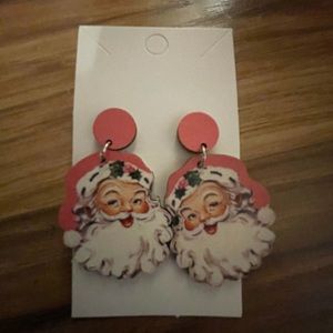 AWESOME WOODEN SANTA EARRINGS IN PINK 🎄🤗💕💕